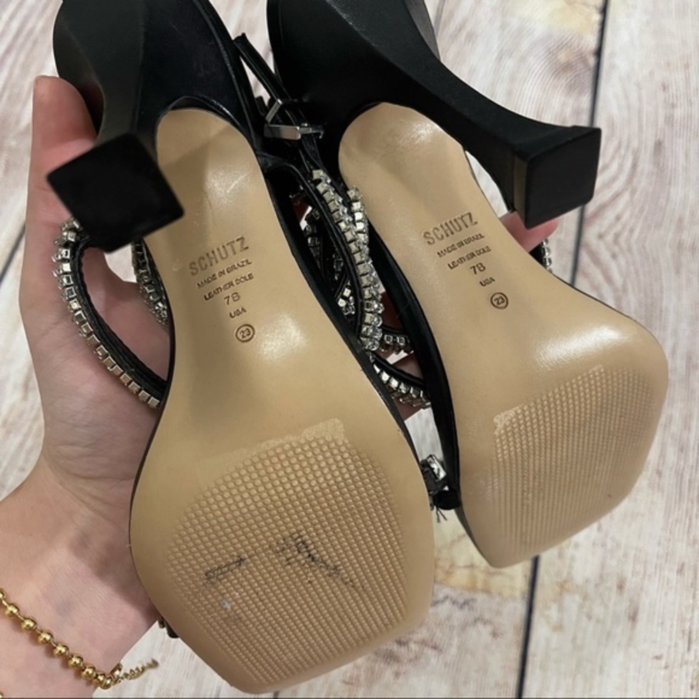 SCHUTZ Black and Silver Sculptural Heels - Picture 5 of 10